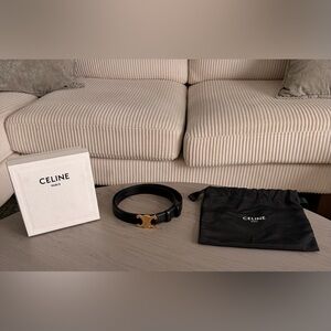 Celine Paris Medium 25mm Triomphe Belt in Taurillon Leather Size: 85 Black (S9)